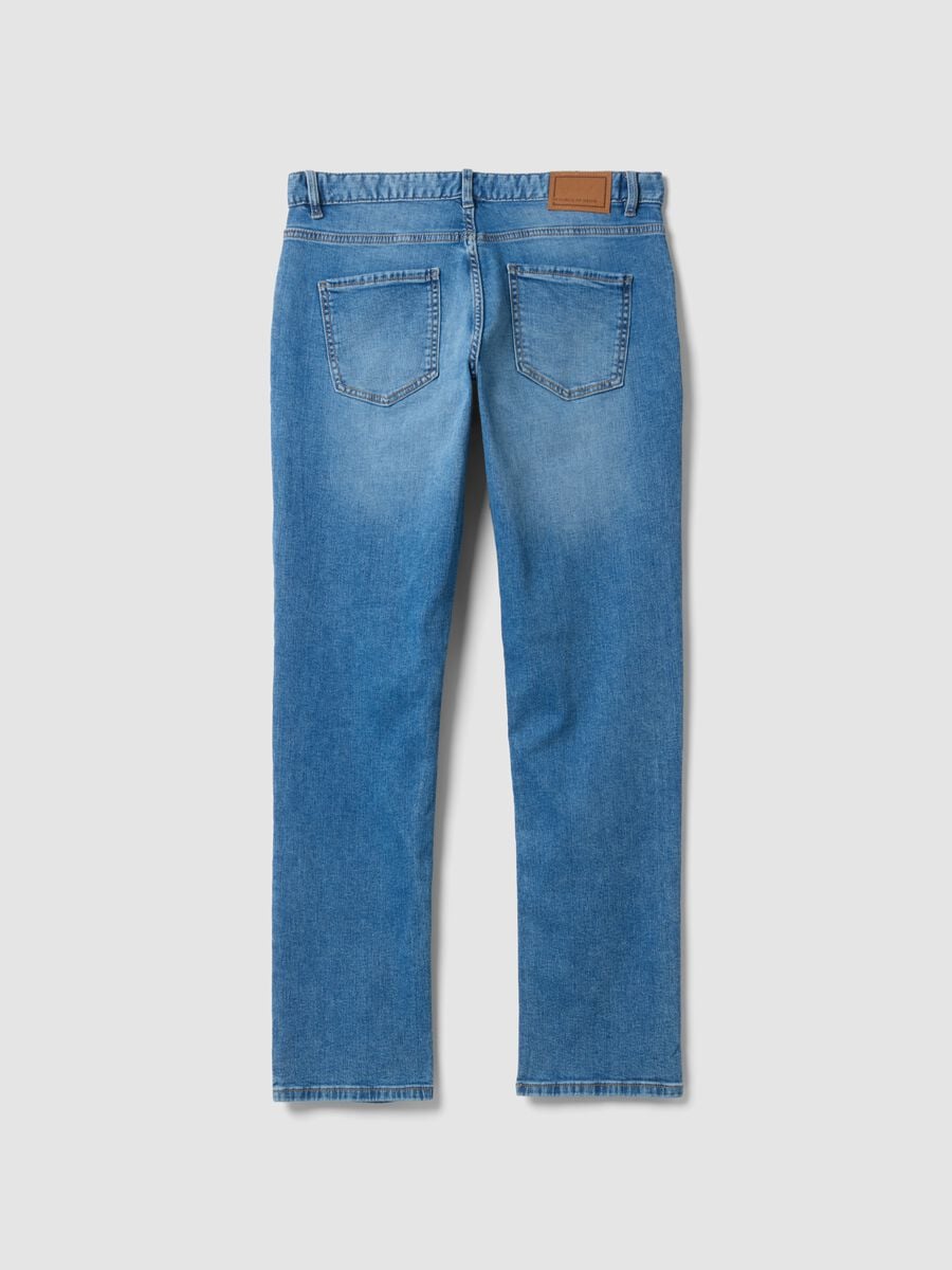 Jeans denim blu in cotone elasticizzato regular fit_2
