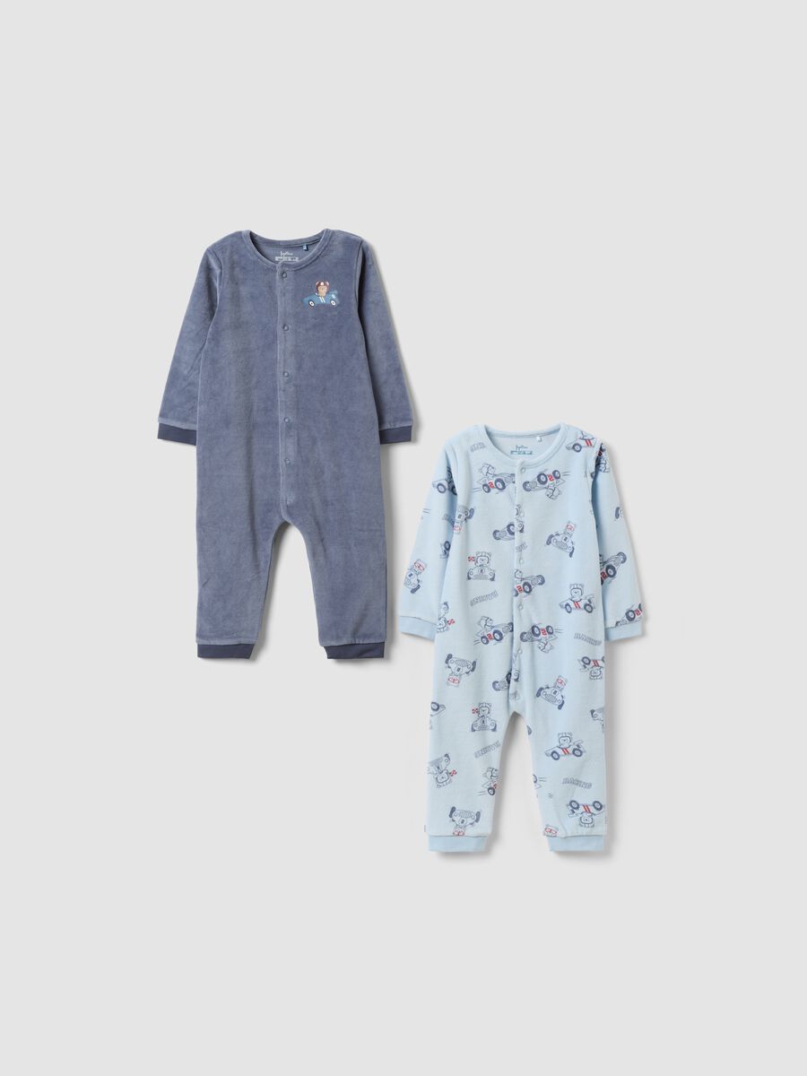 Lot de 2 grenouill&egrave;res b&eacute;b&eacute; multicolores en coton m&eacute;lang&eacute; avec boutons-pression_0
