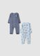 Conjunto de 2 babygrows multicolor em mistura de algod&atilde;o com molas para beb&eacute;_0
