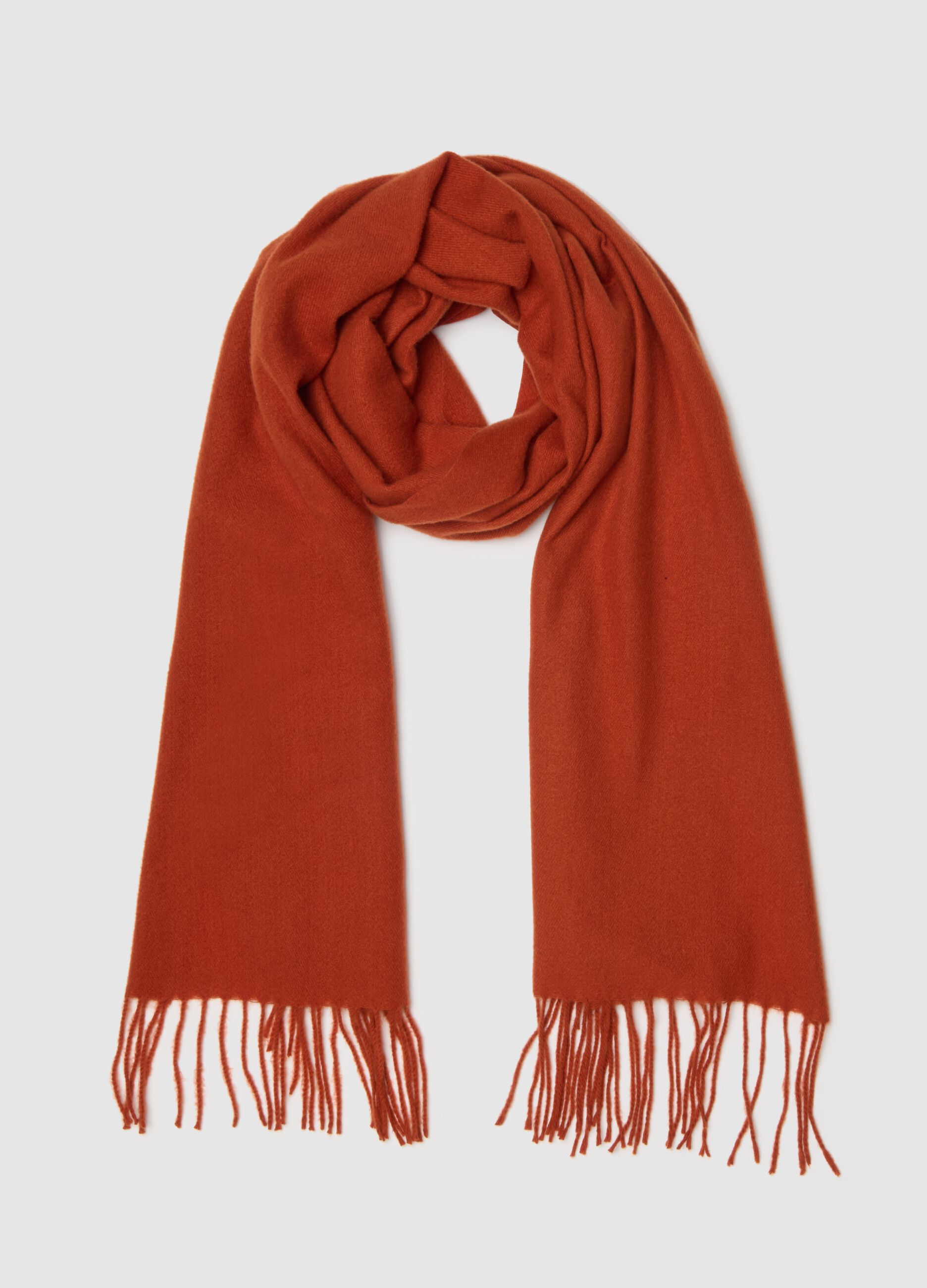 Orange scarf with fringes