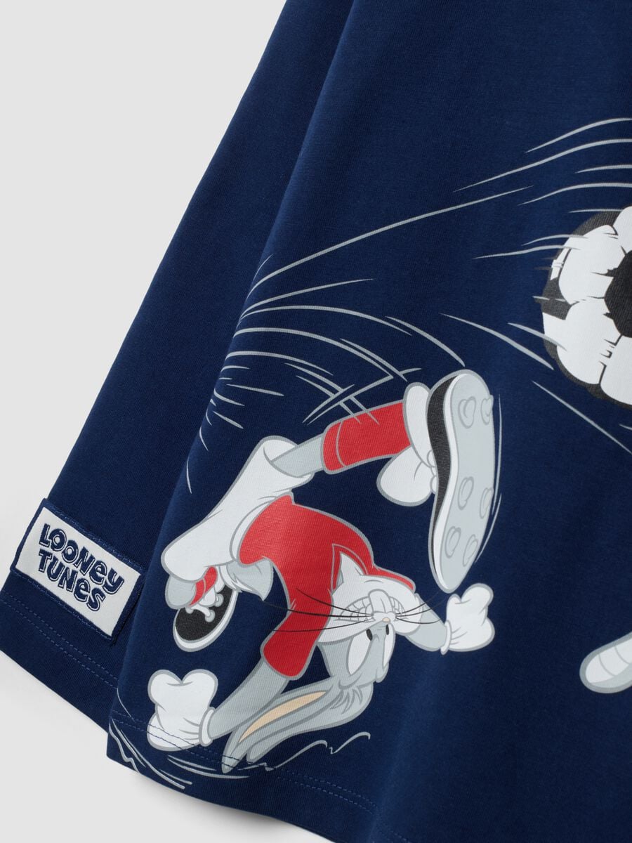 Blue long-sleeve pure cotton Looney Tunes print T-shirt for boys_3