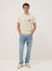 Beiges T-Shirt aus reinem Baumwolljersey mit Schriftzug, Regular Fit_1