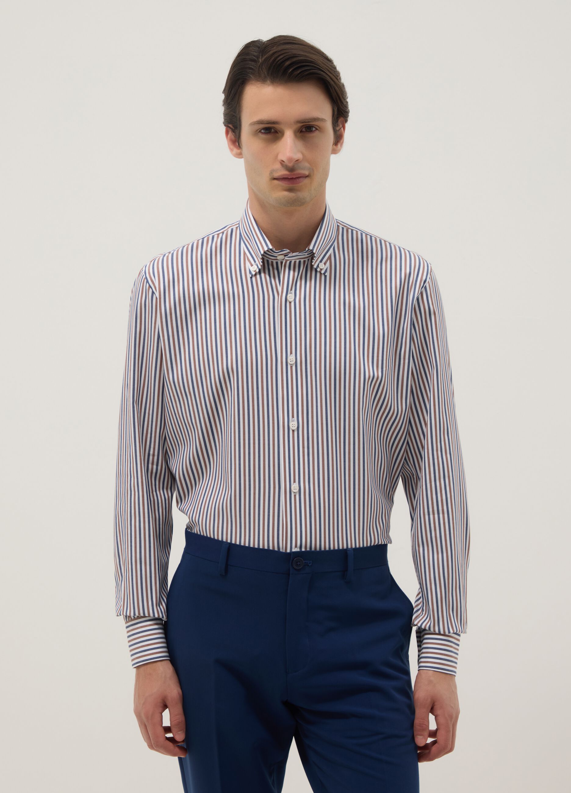 Multicolour Striped Pure Cotton Shirt Regular Fit