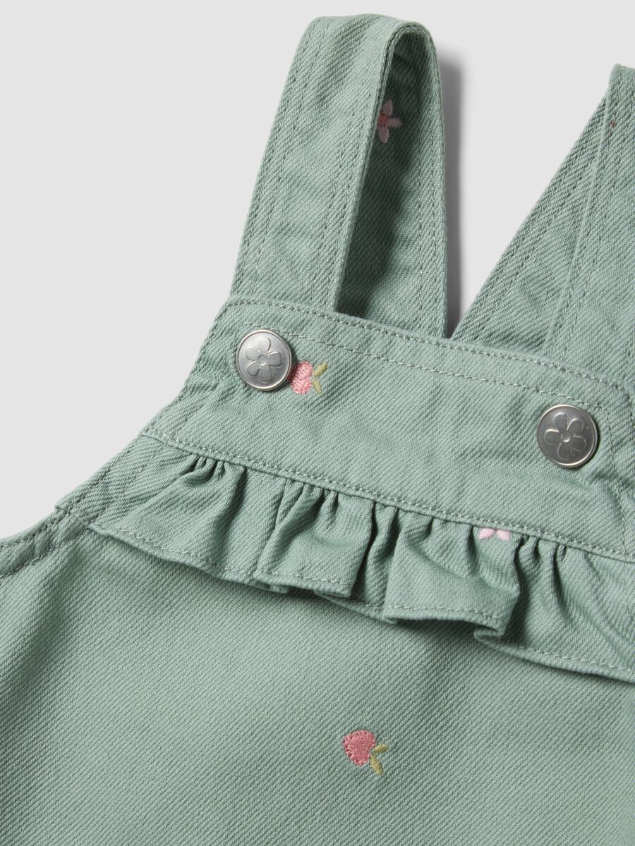 Green Pure Cotton Baby Skirt with Straps and Embroidery_2