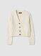 White wool-blend cardigan with deep V-neck, regular fit_0