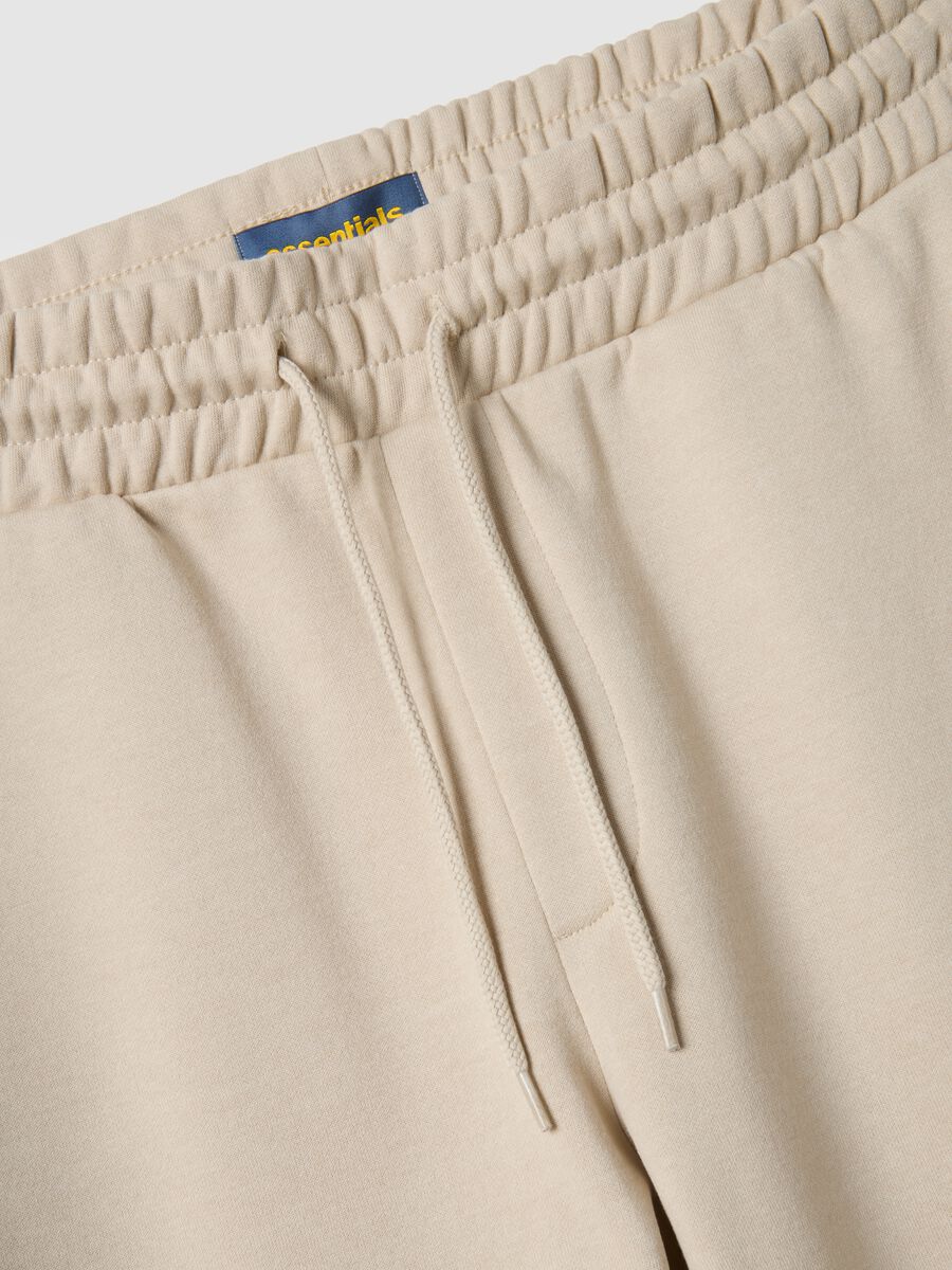 Beige cotton blend jogger trousers regular fit_5