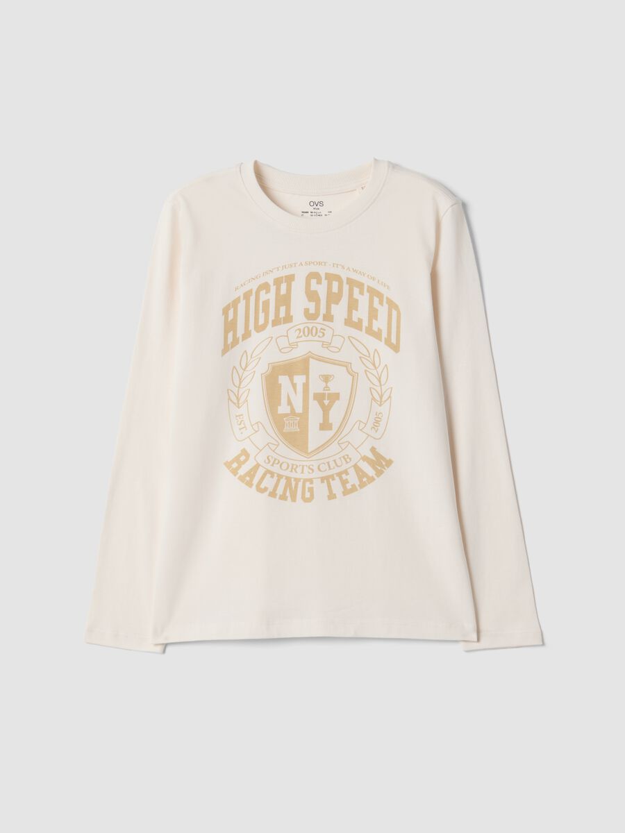 White organic cotton T-shirt with varsity-style print_3