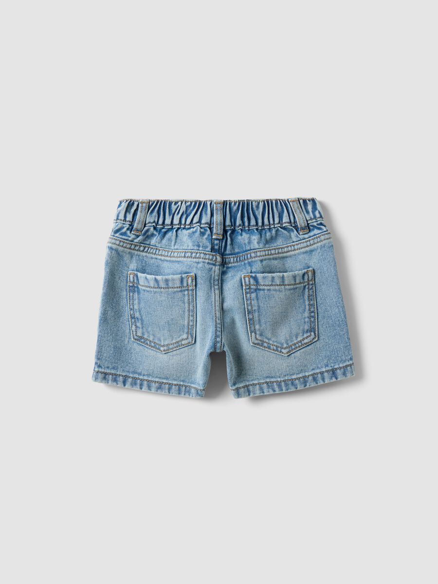 Blaue Denim-Shorts aus reiner Baumwolle f&uuml;r M&auml;dchen, Regular Fit mit Strass_1