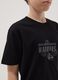 Boys' pure black cotton T-shirt with relaxed fit Warriors_1