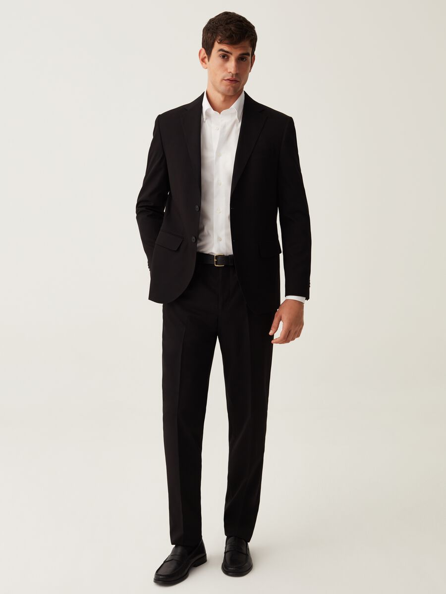 Black regular-fit trousers_0