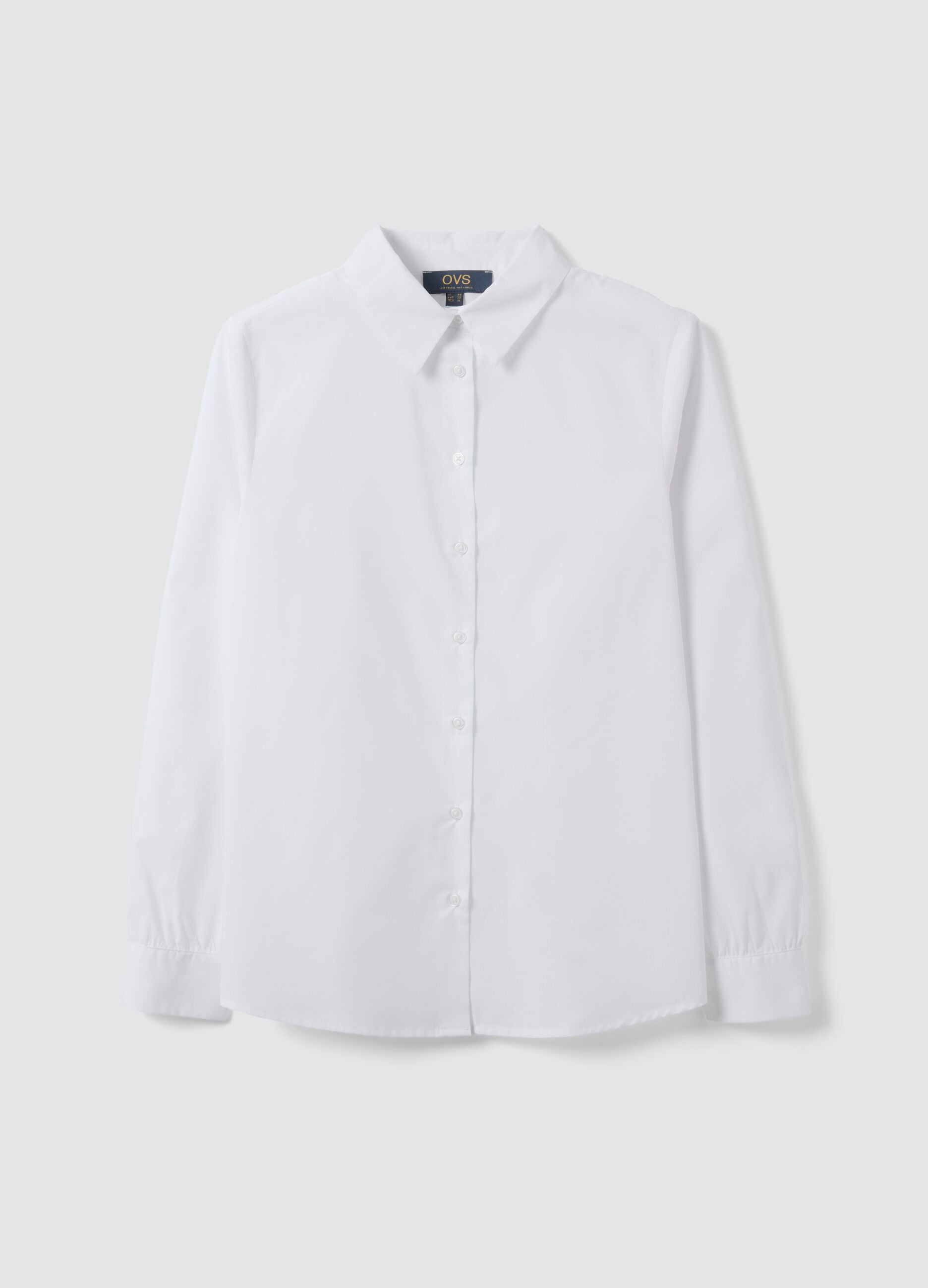 White long-sleeve slim-fit shirt