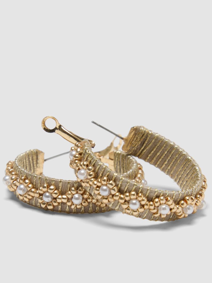 Beige Ohrringe mit Perlen_2