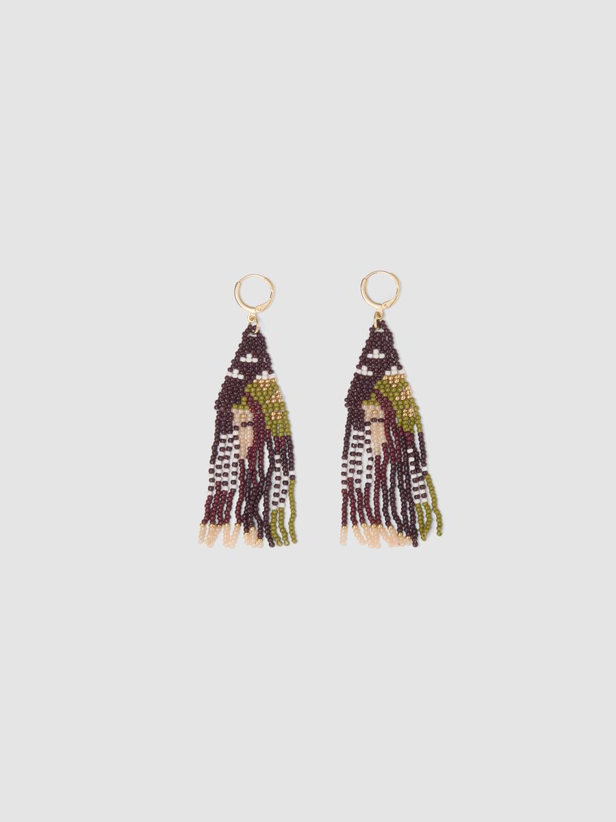 Dangling Glass Bead Earrings in Multicolour_0