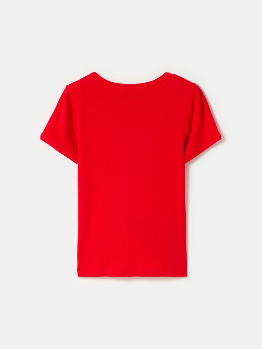 Camiseta cuello redondo de algodón elástico_4