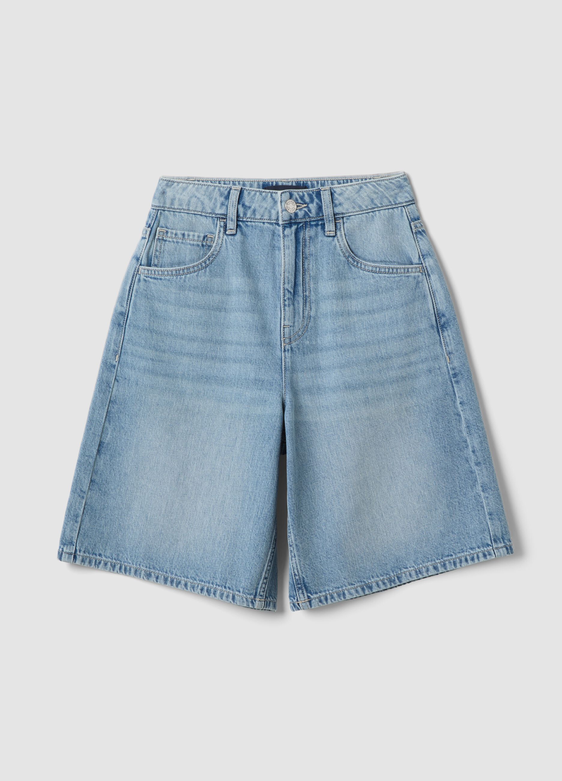 Light blue pure cotton denim shorts