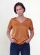 Braune Satinbluse aus Stretchmaterial mit V-Ausschnitt, Regular Fit_1