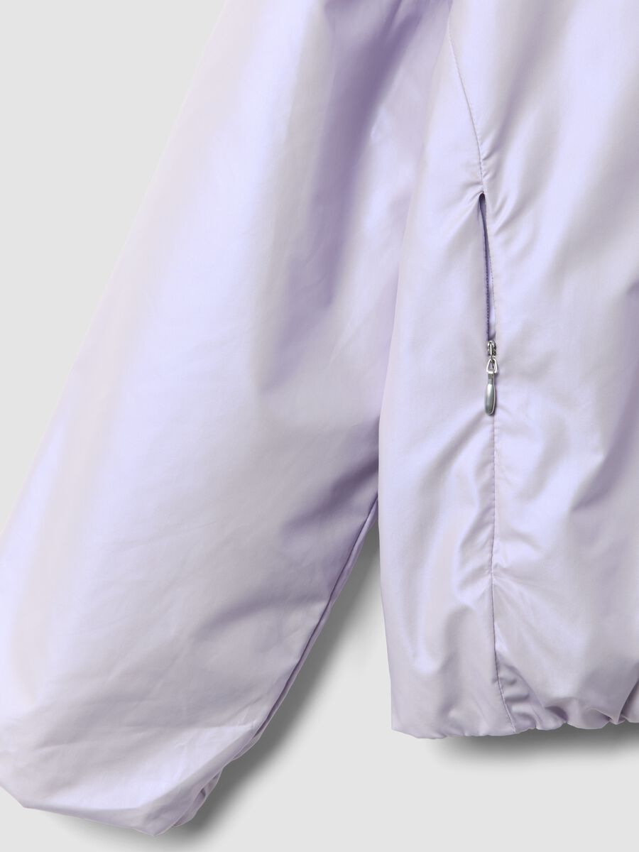 Purple hooded rain jacket with zip for girls_6