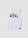 Camisola de al&ccedil;as branca 100% algod&atilde;o para rapaz, corte oversized_0