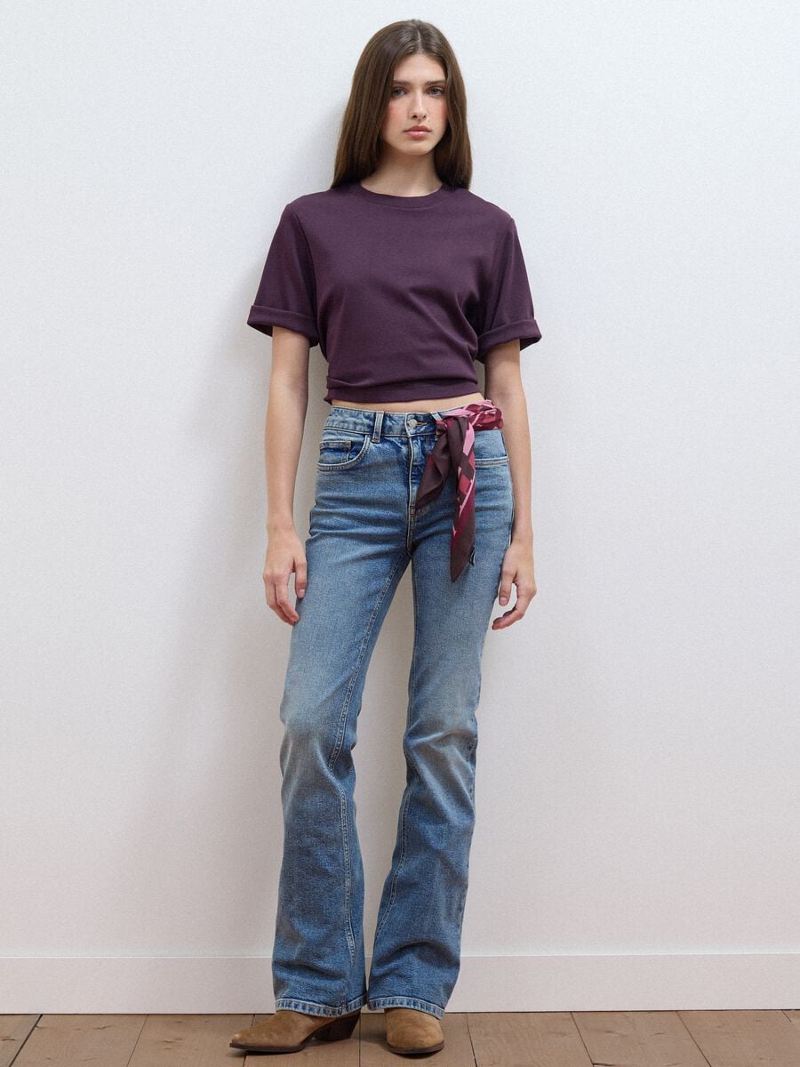 Purple boxy-fit T-shirt in a cotton-viscose blend_1