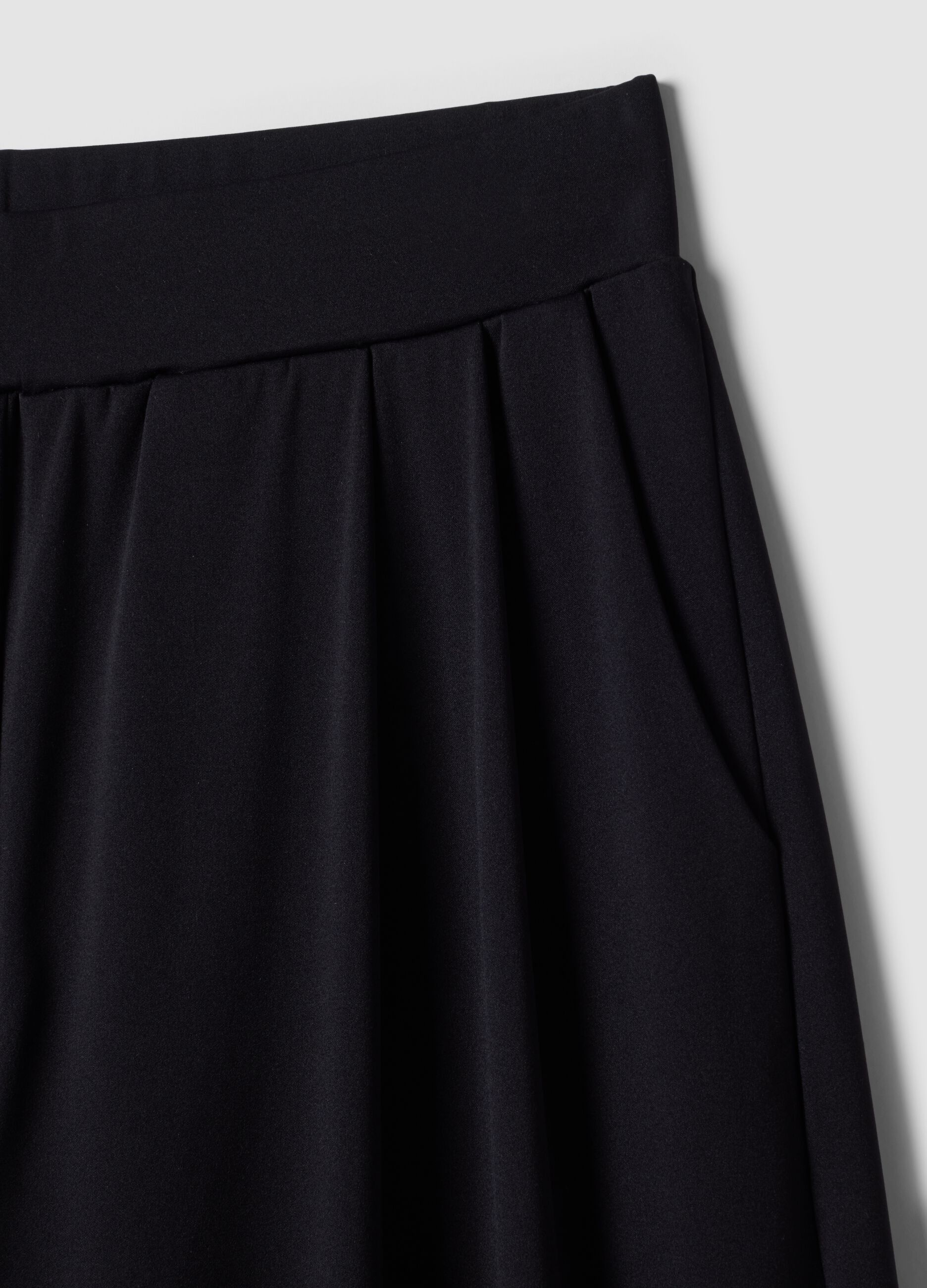 Blue stretch wide-leg trousers