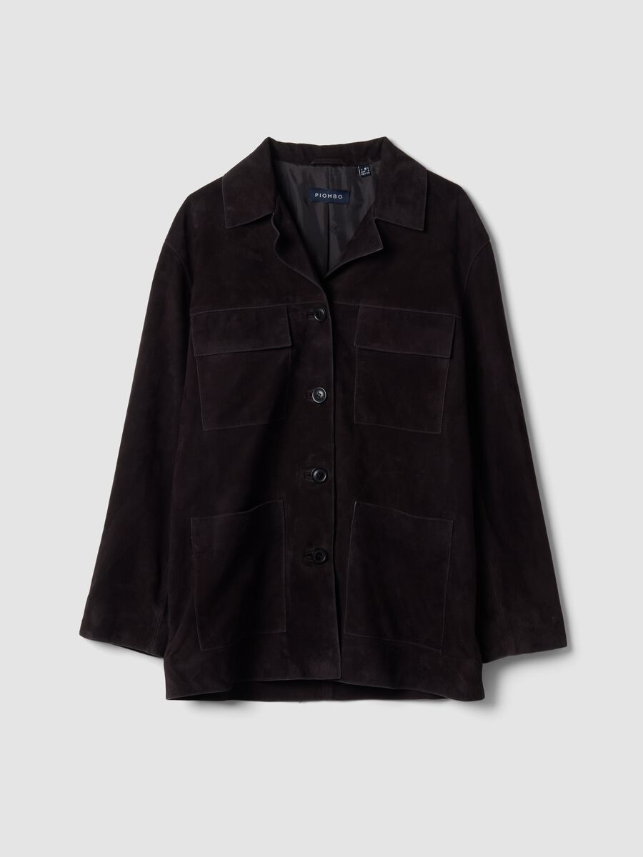 Black genuine leather jacket, regular fit_0