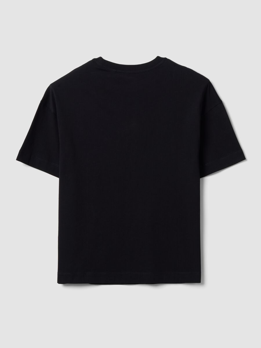 Black oversized pure cotton short-sleeve T-shirt_5