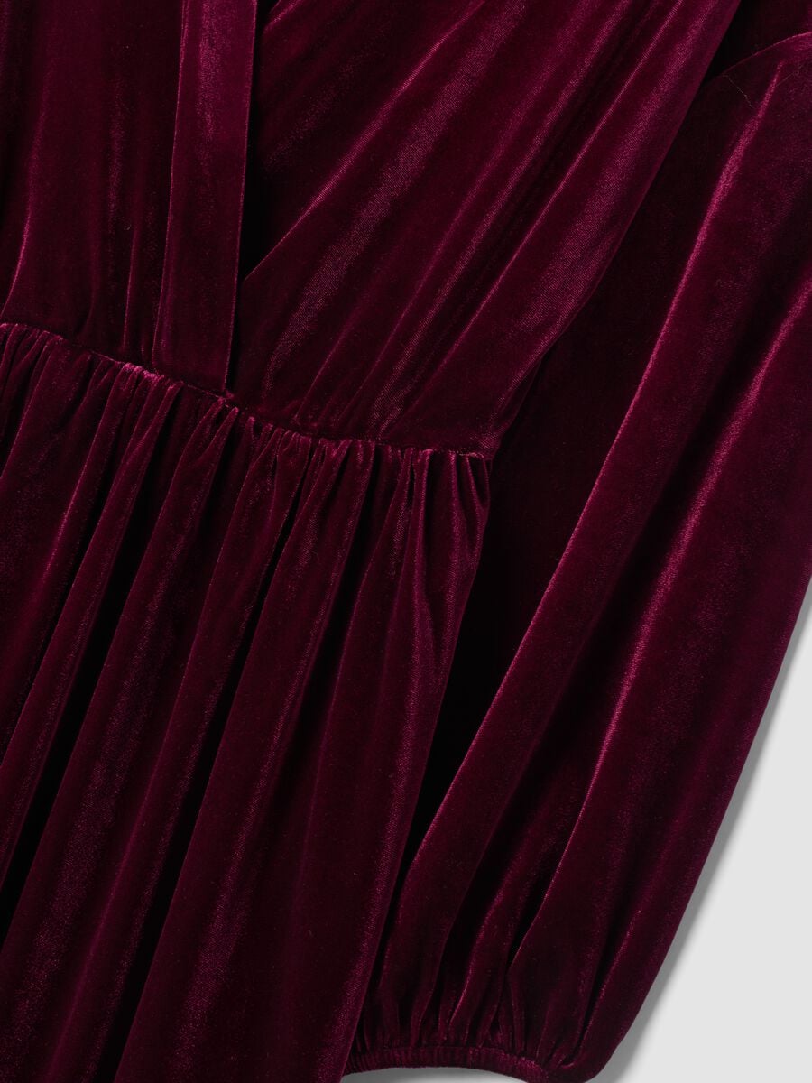 Abito rosso bordeaux in tessuto elasticizzato con zip_1