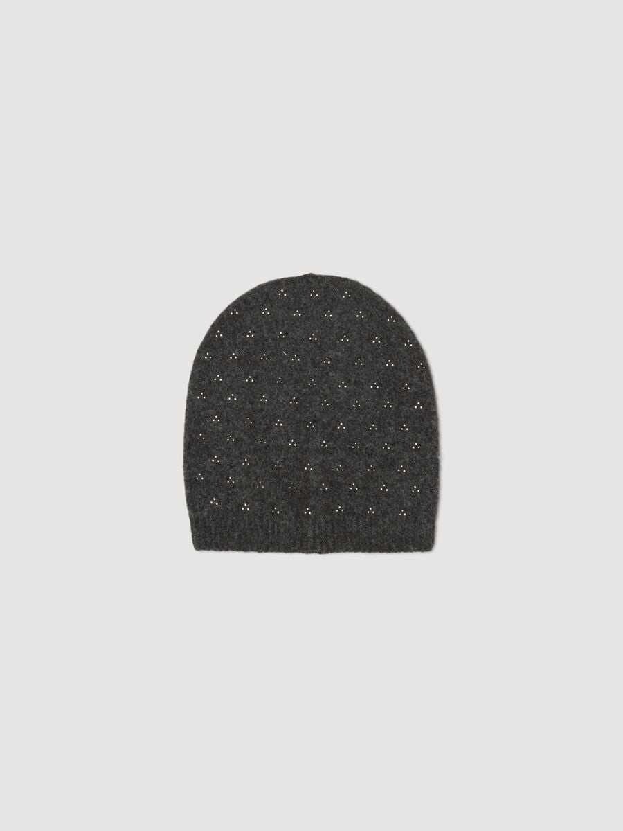 Grey viscose and stretch wool beanie_1