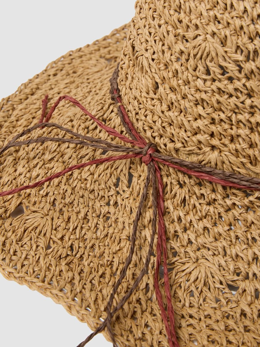 Beige pure paper-fabric hat with starfish embroidery_2