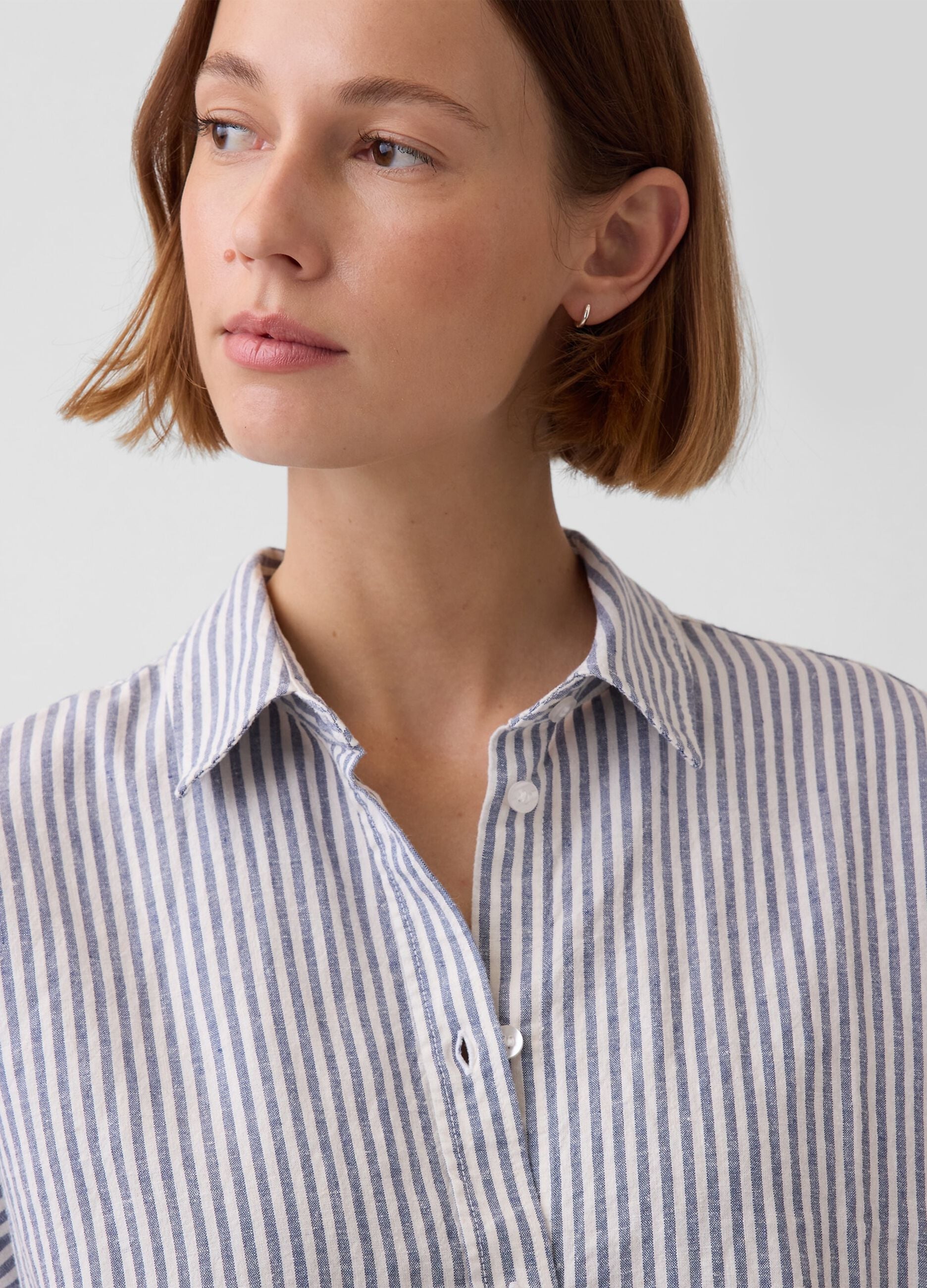 Striped linen-blend shirt