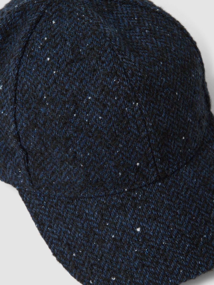 Blue baseball cap in wool and viscose blend_1