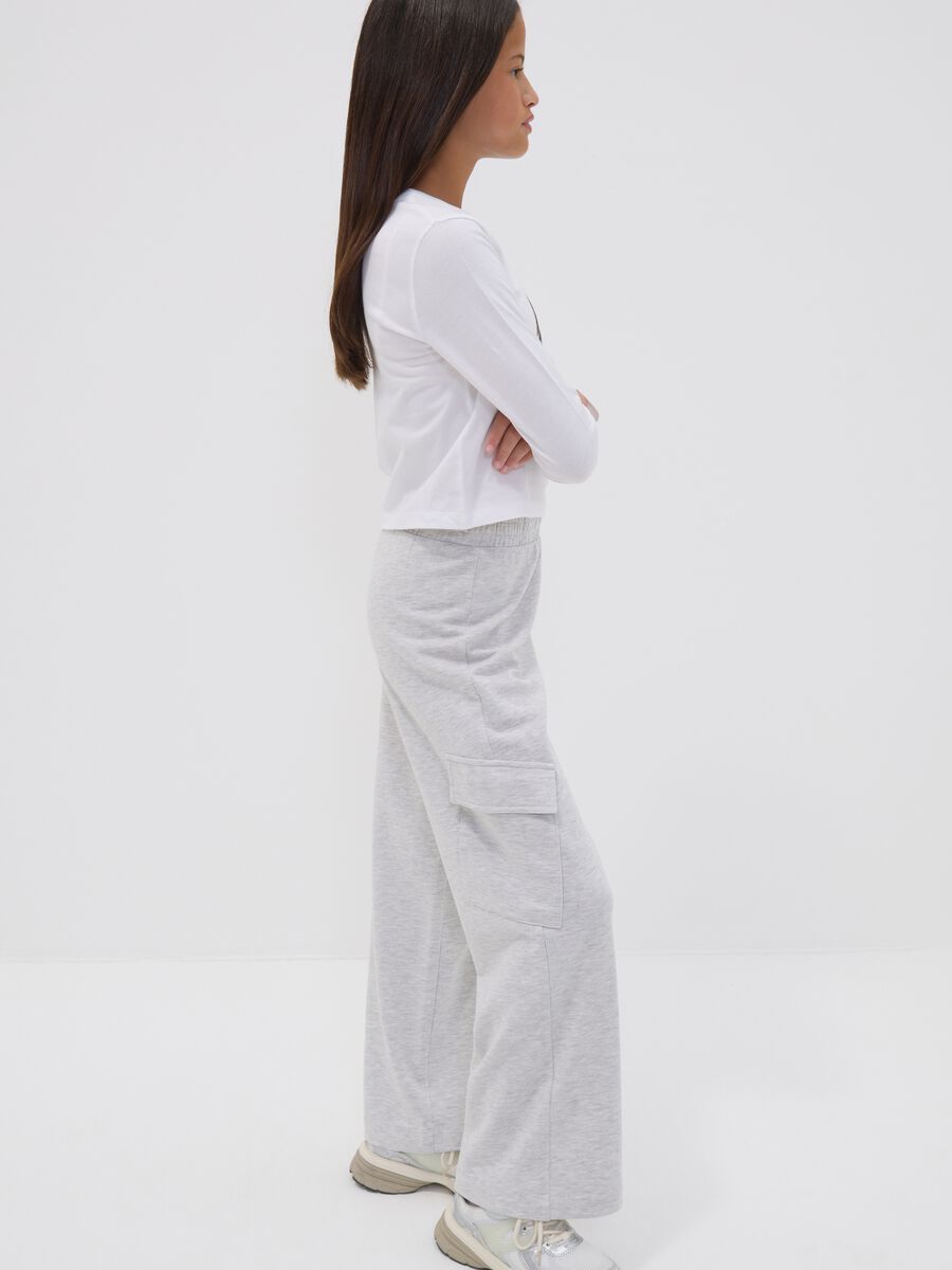 Pantaloni cargo grigi culotte in puro cotone per ragazza_2