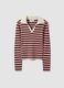 Multicolour striped viscose-blend fitted polo-collar knit top_4