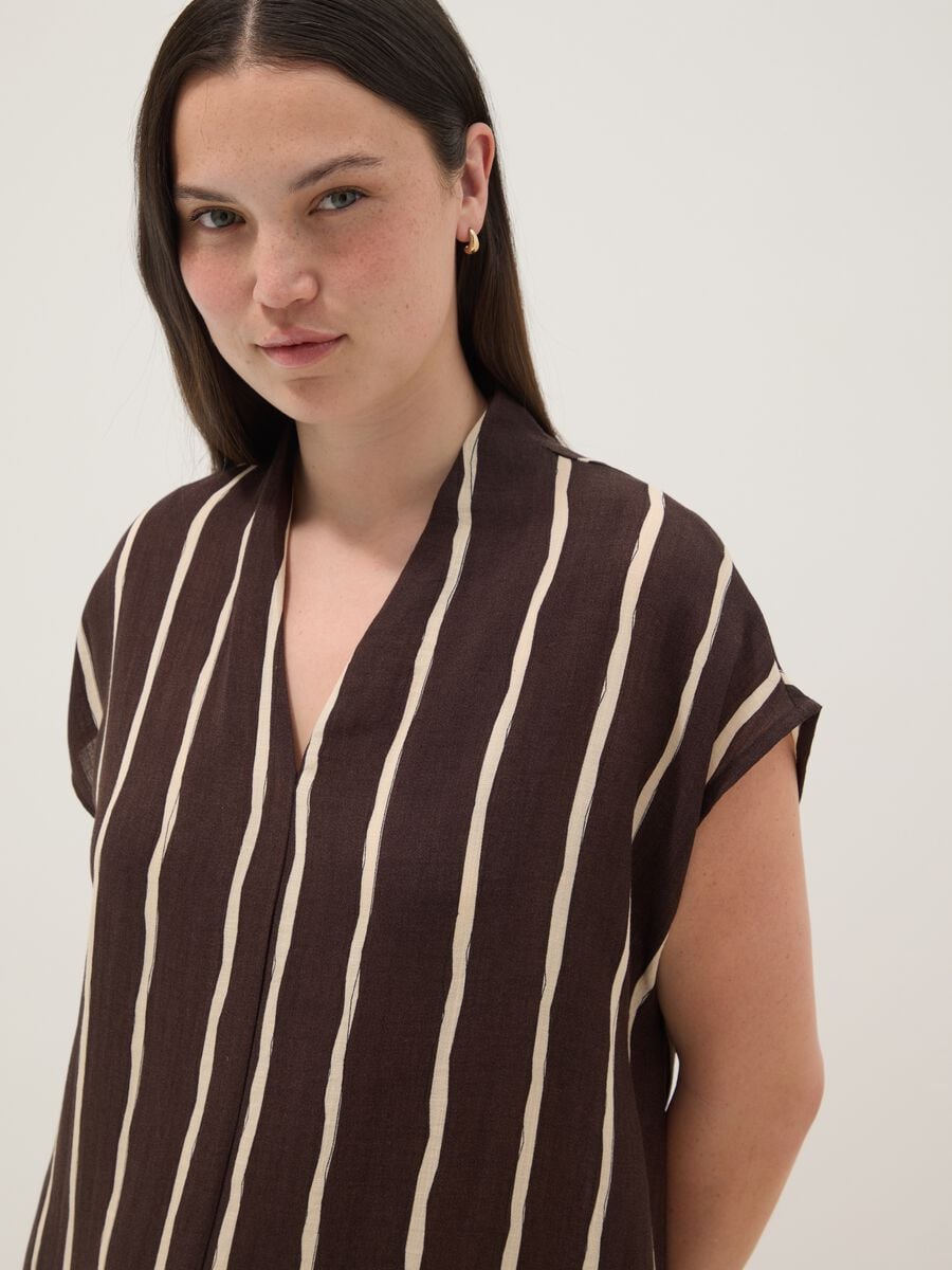 Brown striped viscose-blend midi dress_4