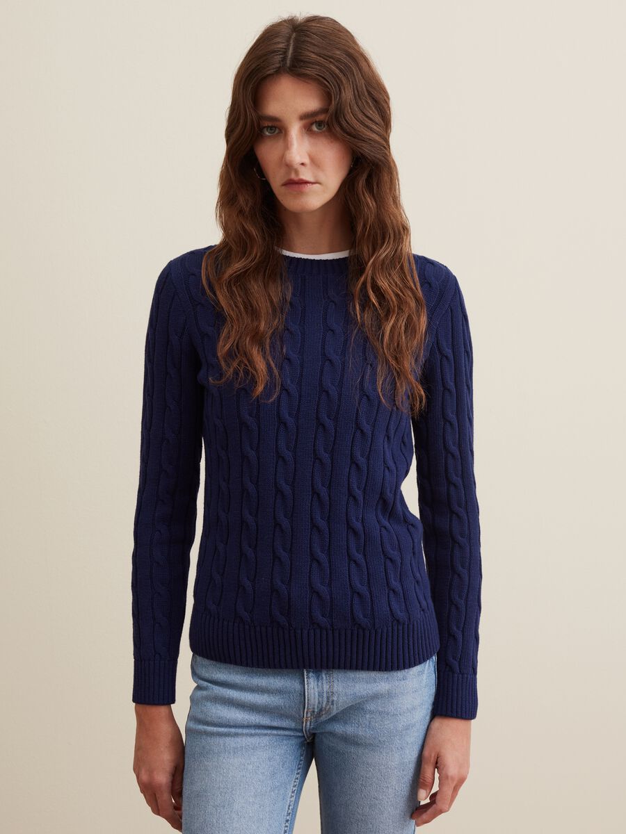Cable knit crew-neck pullover_0