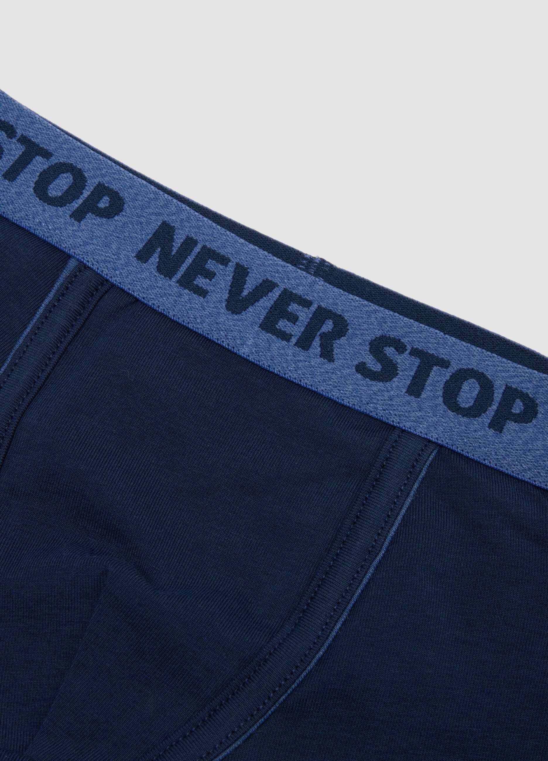 Boxer midi blu in cotone organico elasticizzato per bambino e ragazzo