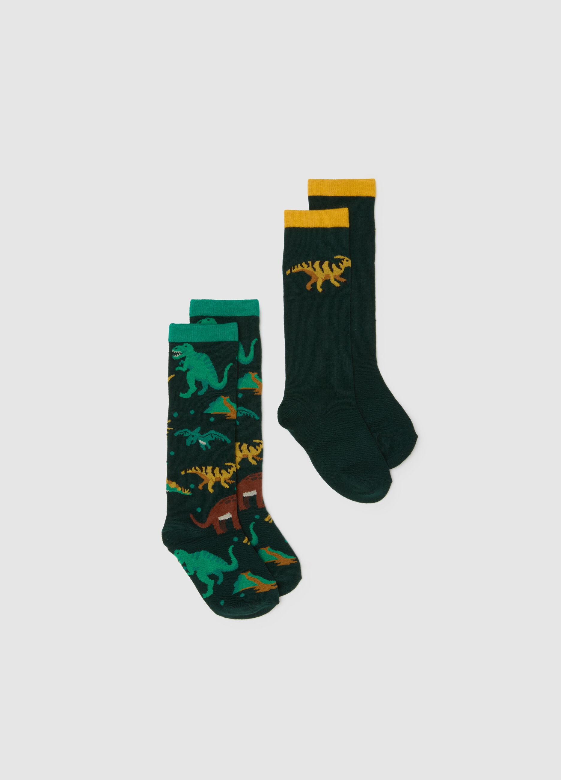 Multicolour cotton blend kids' long socks twin pack