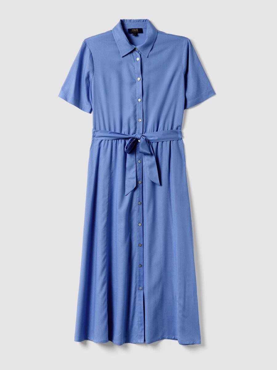 Blue pure viscose dress with regular fit and belt_4