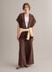Brown fringed mesh-knit viscose-blend cardigan_0