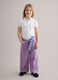 Purple pure cotton regular fit trousers with bow_0