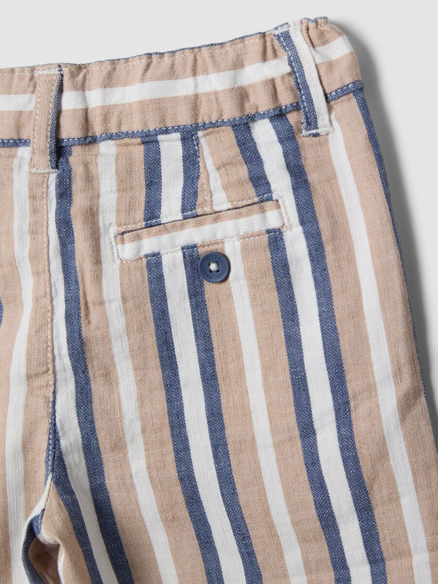 Multicolour stripe cotton blend boys' shorts, regular fit_3