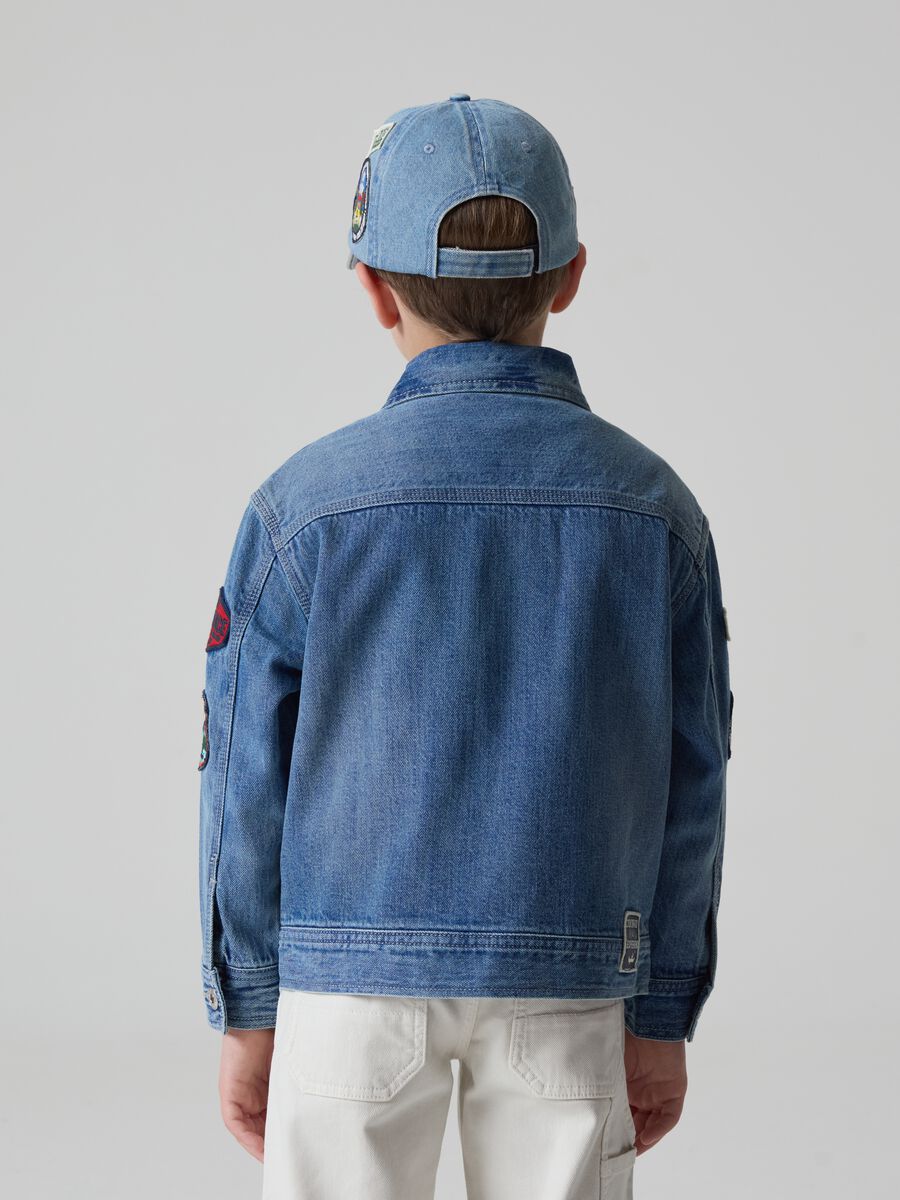 Full-zip jacket in denim with patch_2