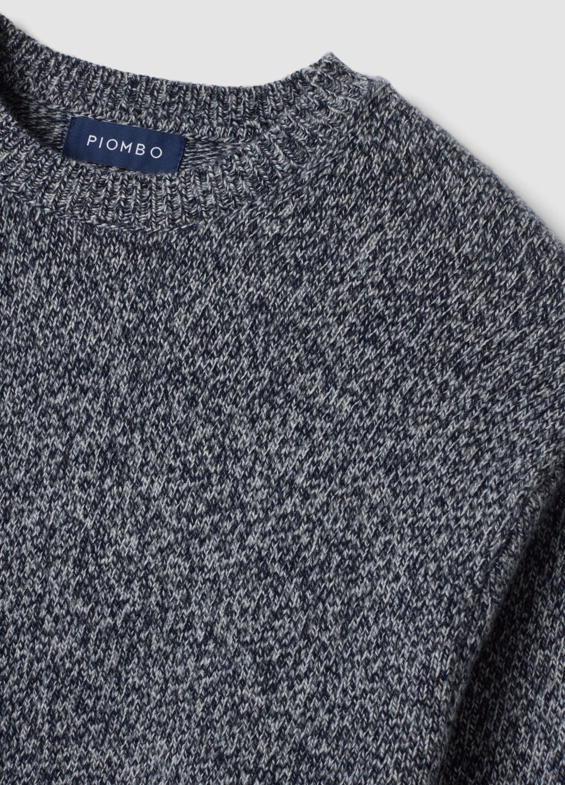 Maglia blu e grigia in misto lana a girocollo regular fit