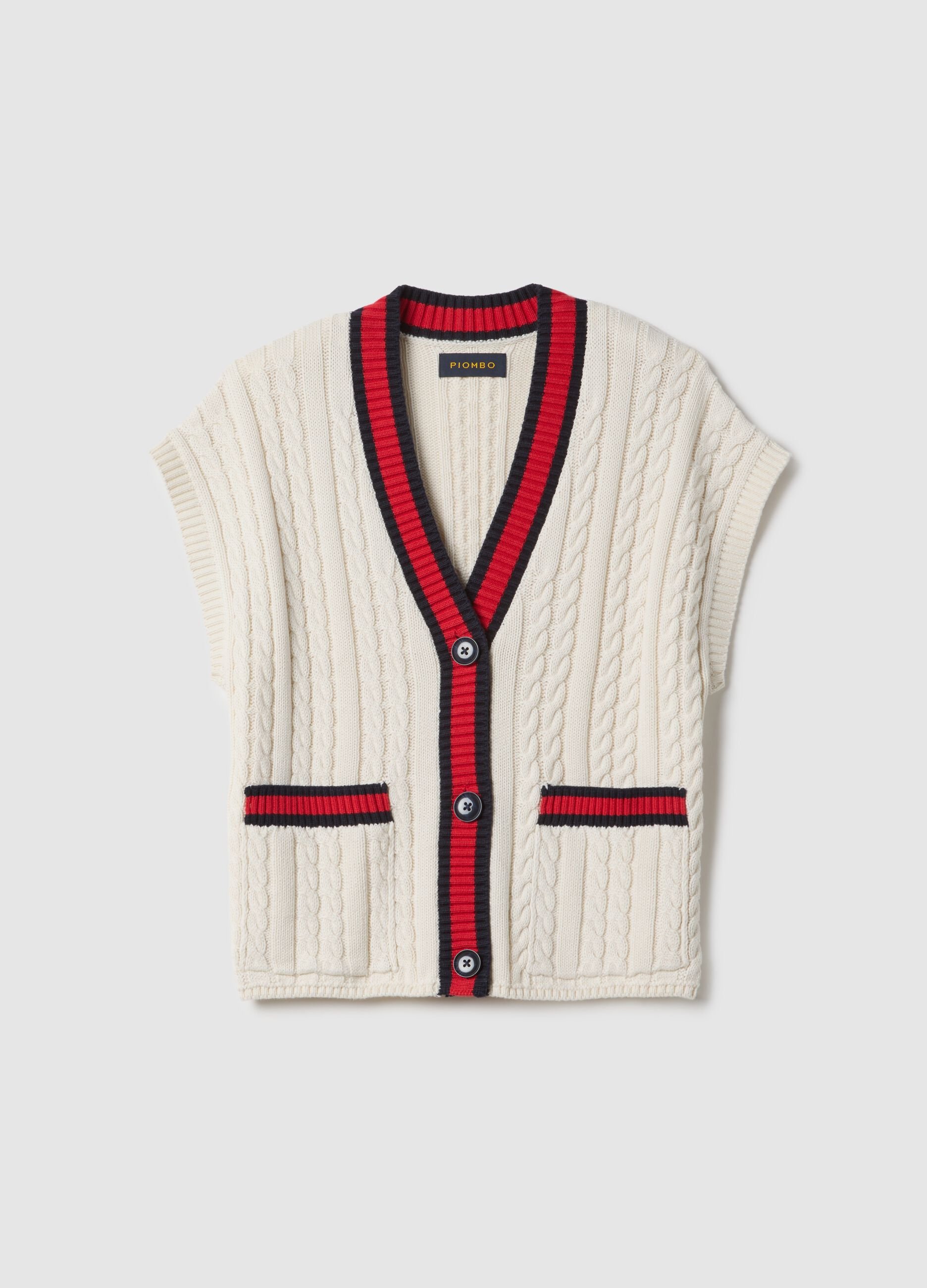 Multicolour pure cotton oversize fit deep V-neck waistcoat