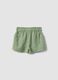 Green pure cotton shorts with floral embroidery for baby girl, regular fit_1