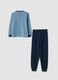 Blue crew-neck fleece pyjamas with long trousers, regular fit_1