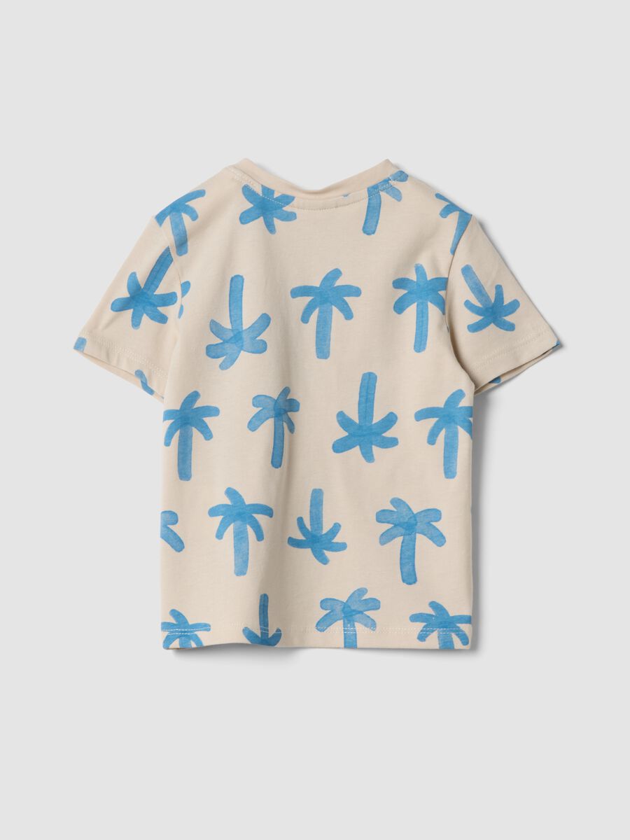 Beige organic cotton palm print T-shirt for boys_1