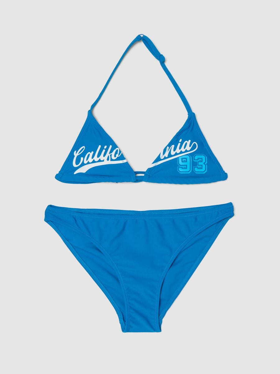 Blue triangle bikini in stretch fabric_0