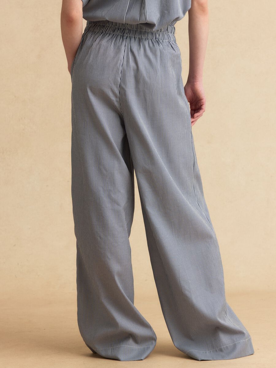 Blue striped palazzo trousers with elasticated waist_2