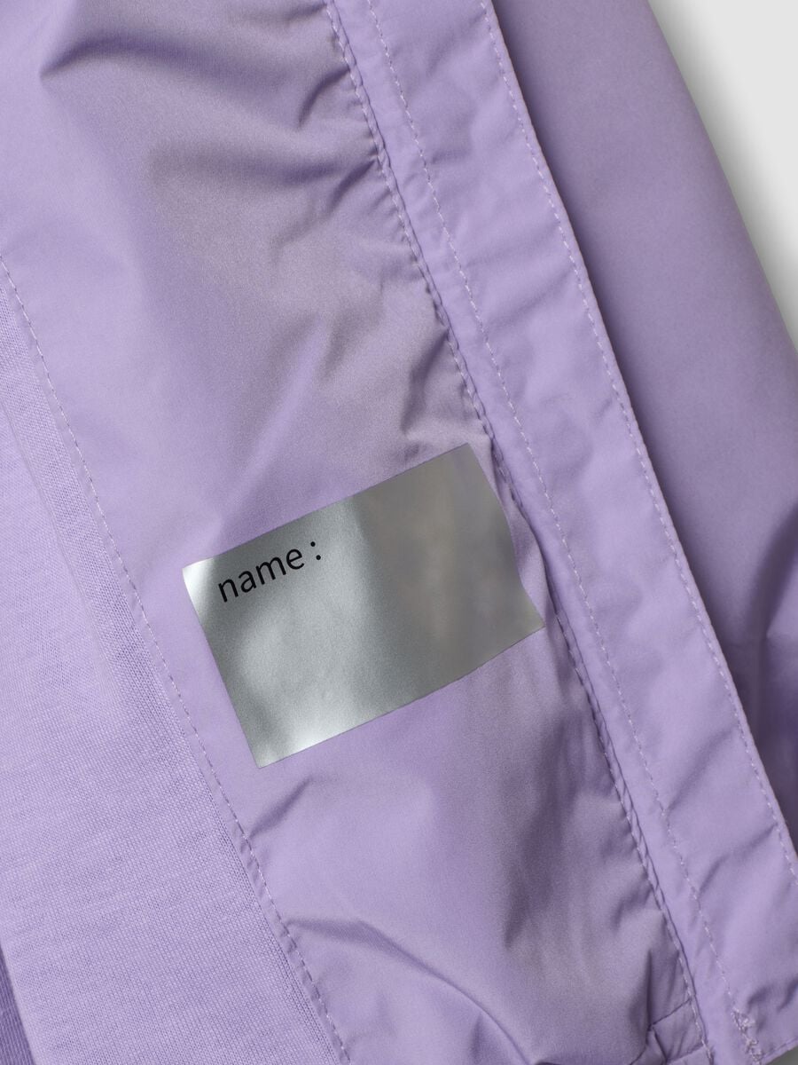 Purple hooded rain jacket with zip for girls, regular fit_3
